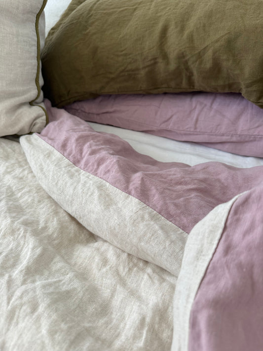 Duo-sided Quilt Cover - Lavender soap/Oatmeal