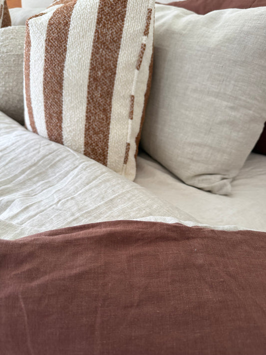Duo-sided Quilt Cover - Mocha/Oatmeal