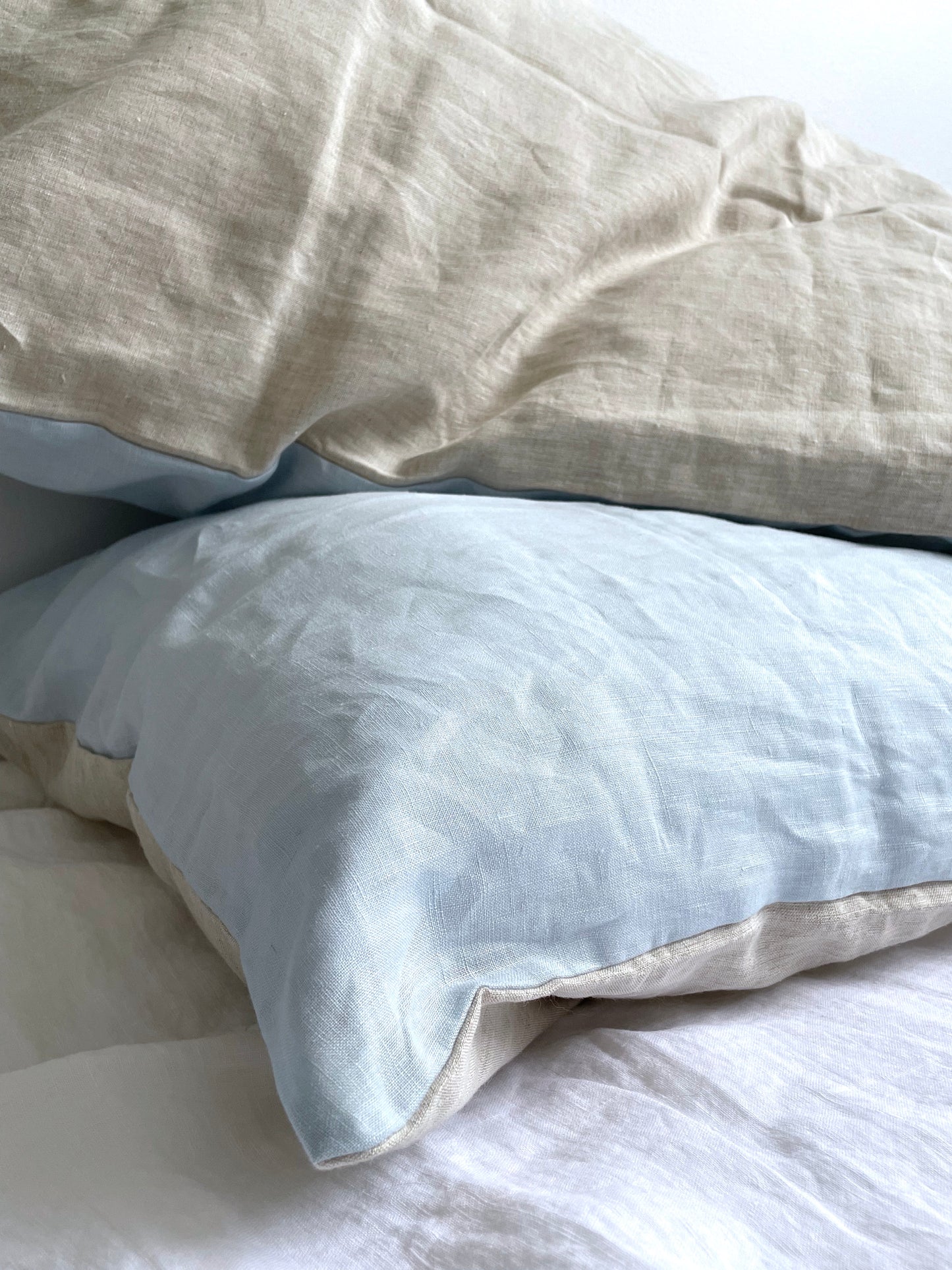 Duo-sided Quilt Cover - Sky/Oatmeal