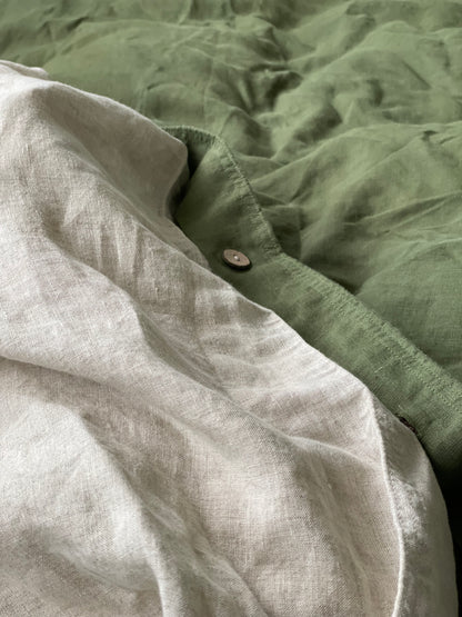 Duo-sided Quilt Cover - Moss/Oatmeal