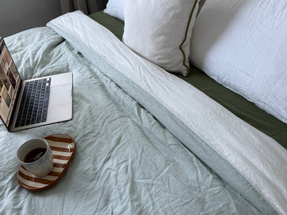 Duo-sided Quilt Cover - Misty green/Ivory