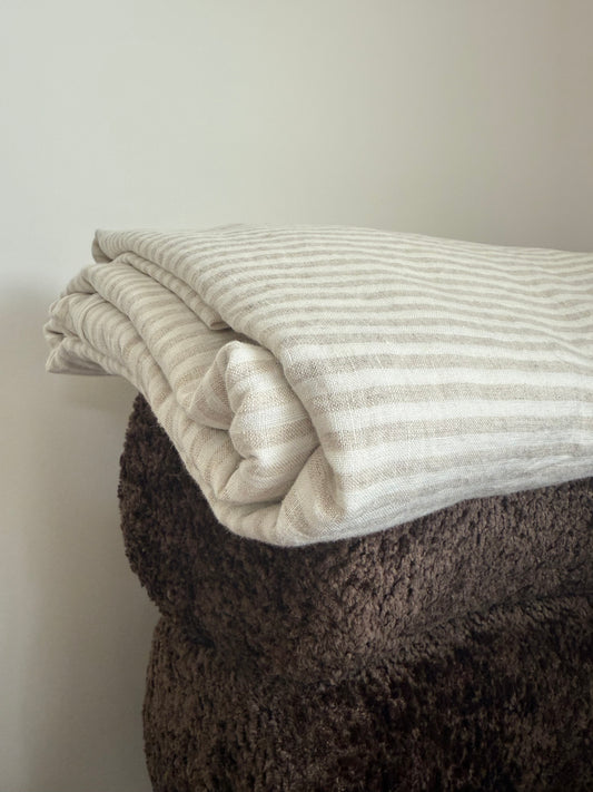 Flat sheet in Natural stripe in King Size