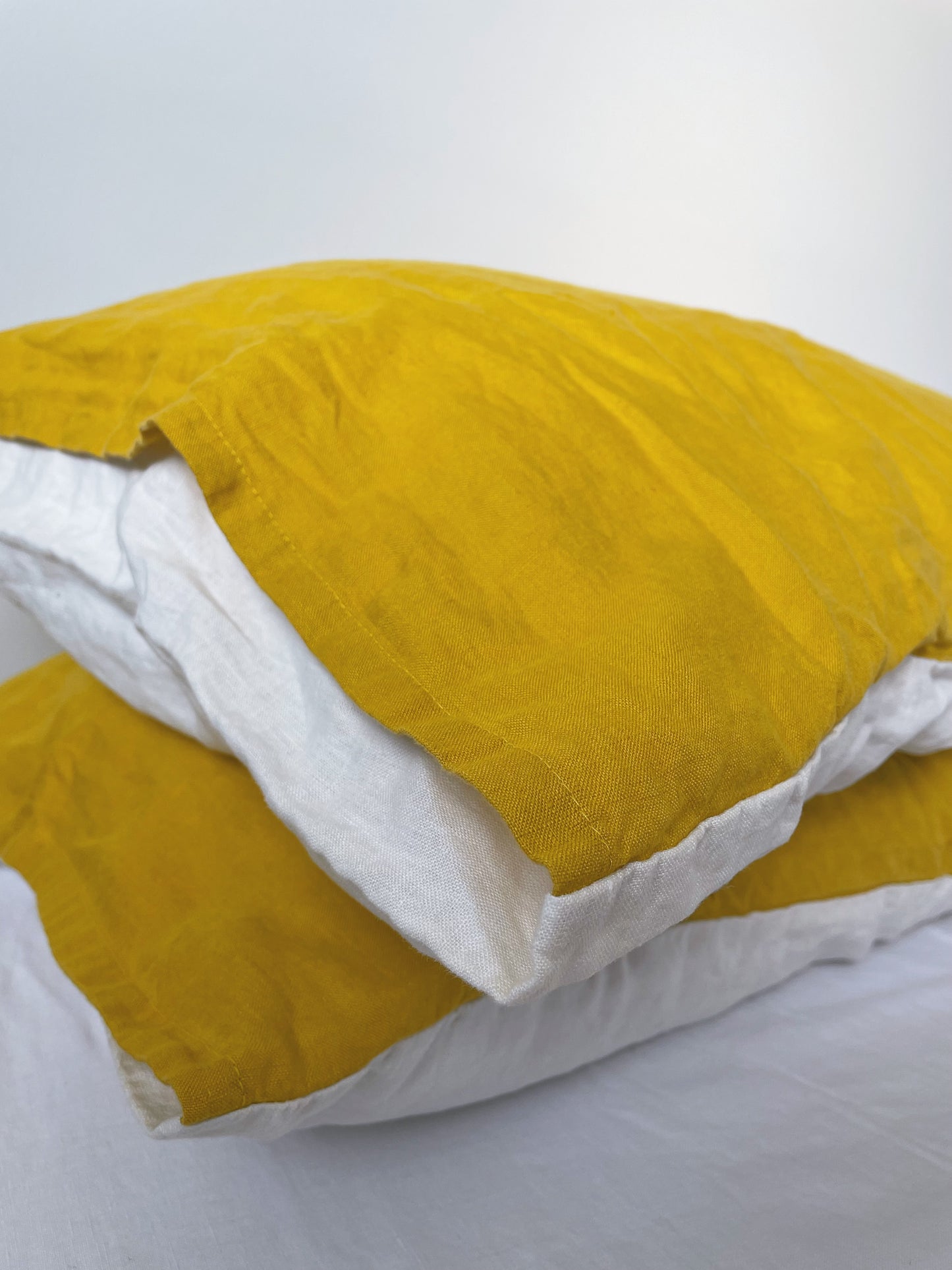 Duo sided Pillowcase - Mustard/white