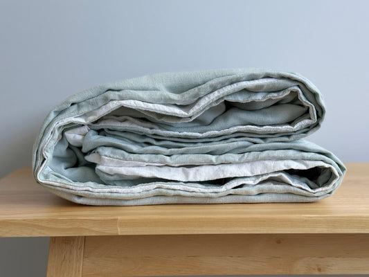 Duo-sided Quilt Cover - Misty green/Ivory