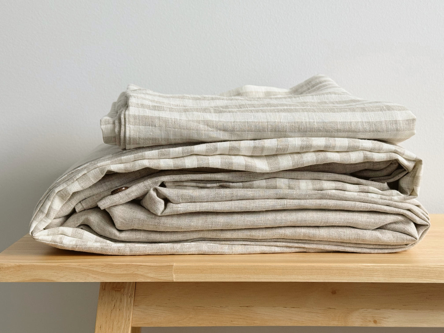 Duo-sided Quilt Cover - Stripe/Oatmeal