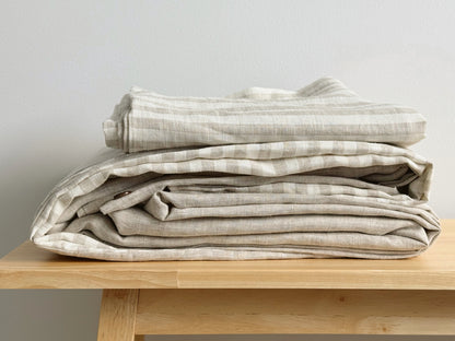 Duo-sided Quilt Cover - Stripe/Oatmeal