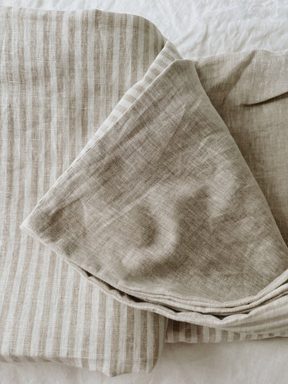 Duo-sided Quilt Cover - Stripe/Oatmeal