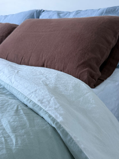 Duo-sided Quilt Cover - Misty green/Ivory