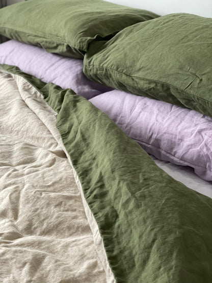 Duo-sided Quilt Cover - Moss/Oatmeal